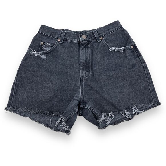 Vintage 90s Lee Faded Black High Waisted Cut Off Shorts Women's M - Picture 1 of 6